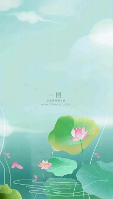 夏天荷花荷叶清凉小清新淡雅立夏夏至暑插画背景 夏天荷花荷叶清凉小清新淡雅立夏夏至暑插画背景