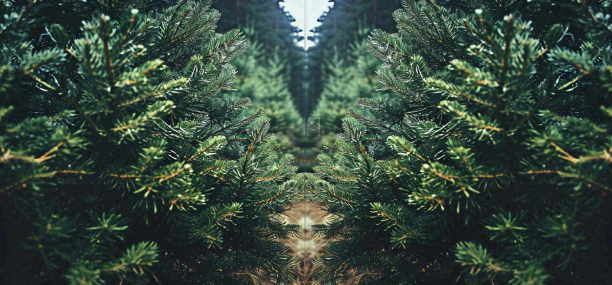 绿色绿植枝叶镜像镜头，新鲜生命力摄影图