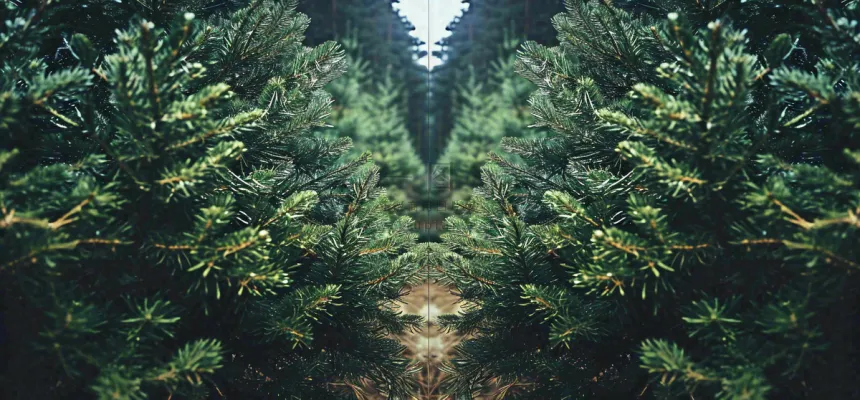 绿色绿植枝叶镜像镜头，新鲜生命力摄影图