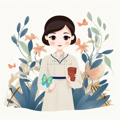 医生护士天使人物插画花海报素材背景