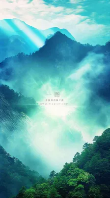 中国风高山绿植森林丛林,阳光蓝天白云,户外 中国风高山绿植森林丛林,阳光蓝天白云,户外