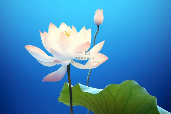 蓝色简约大气荷花意境背景 蓝色简约大气荷花意境背景