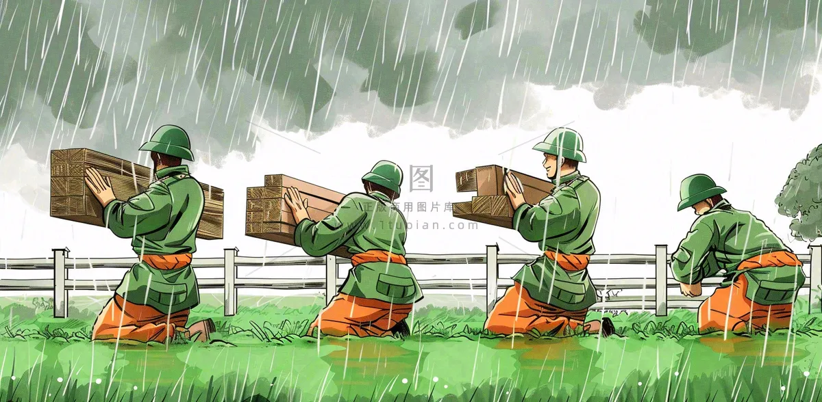 洪水自然灾害防洪预警摄影图