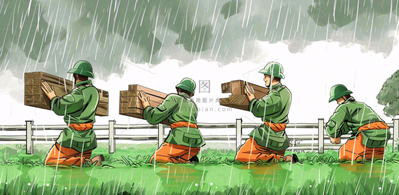 洪水自然灾害防洪预警摄影图