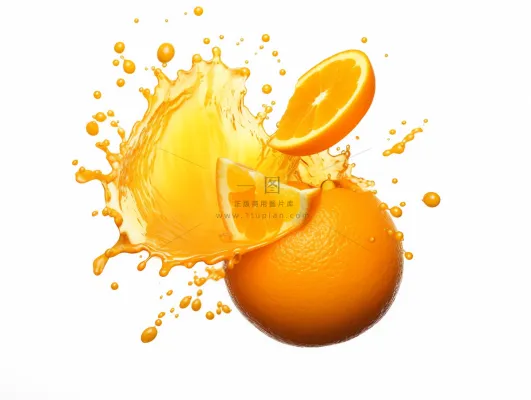 橙子果汁鲜榨果汁水花四溅摄影图