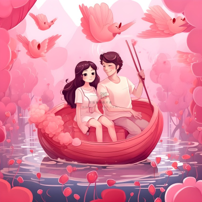 情人节520粉红爱心恋人情侣浪漫海报素材背景