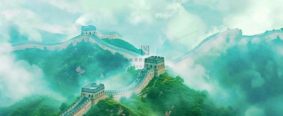 高山白云中国风长城庄严风景 高山白云中国风长城庄严风景