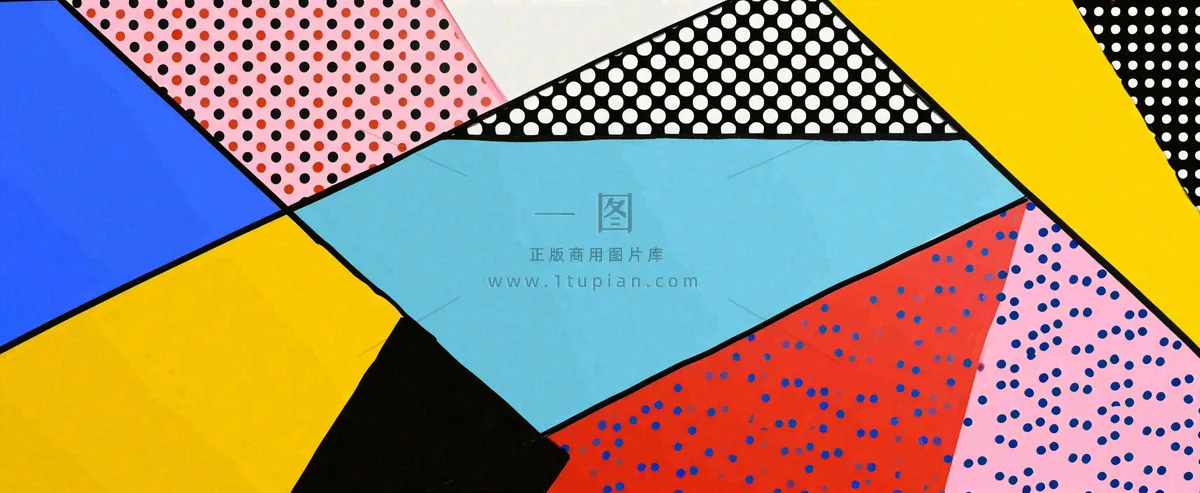 彩色涂鸦墙矩形形状点线面，高饱和色彩青春