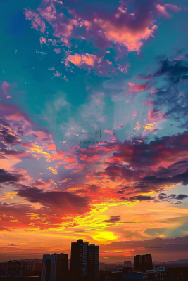 清晨日出朝霞云层摄影图