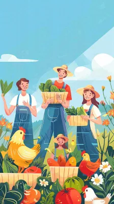 卡通插画劳动节职业人物形象插画背景