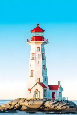 海边灯塔蓝色简约背景 海边灯塔蓝色简约背景