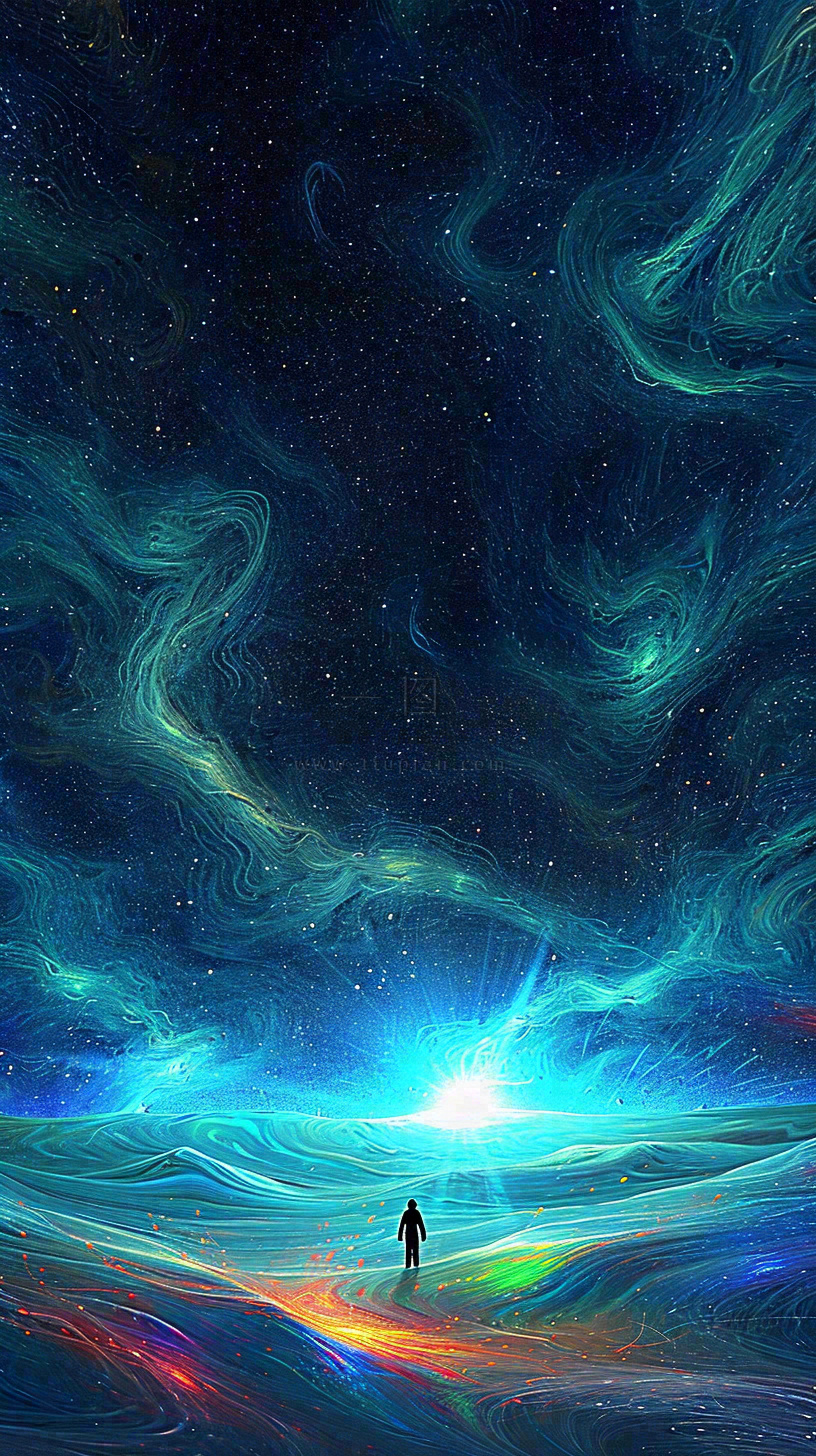 夜晚天蓝色天空科幻绚丽星空