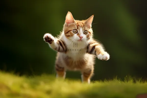 猫咪玩耍跳跃的猫咪可爱摄影图