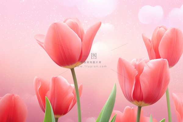 粉色清新郁金香鲜花背景