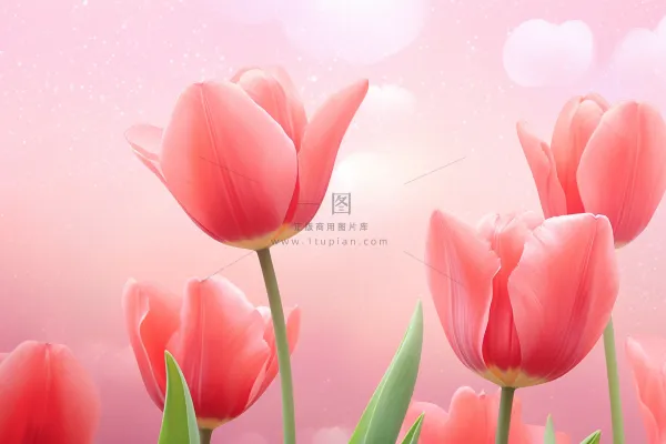 粉色清新郁金香鲜花背景 粉色清新郁金香鲜花背景