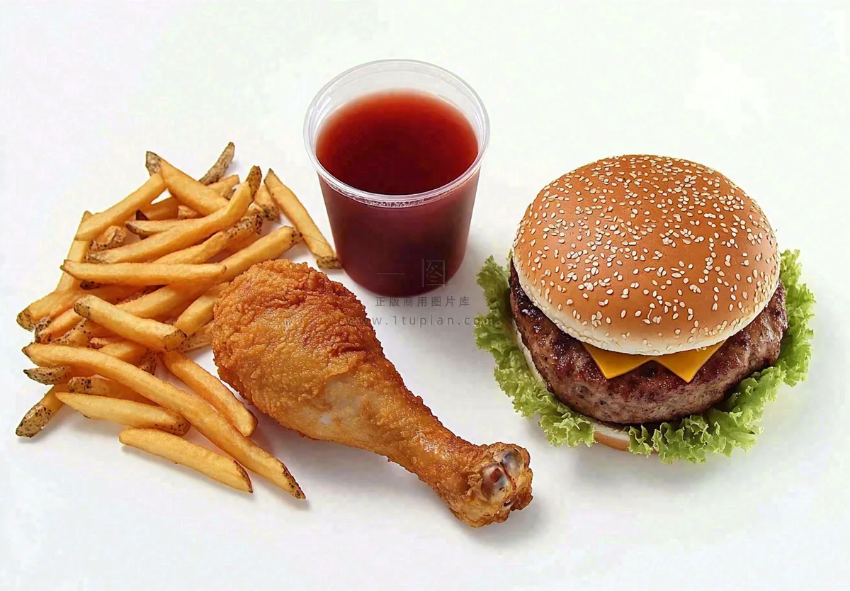 薯条汉堡炸鸡腿美食摄影图