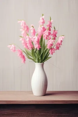 粉色鲜花百合花瓶家居摄影图