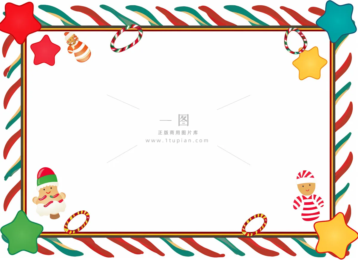 圣诞边框装饰圣诞树圣诞老人可爱卡插画背景