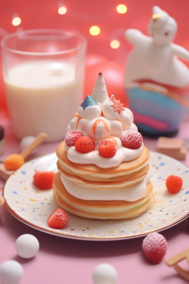 松塔饼奶油尖蛋糕草莓节日蛋糕甜点摄影图