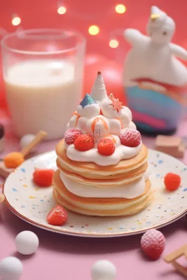 松塔饼奶油尖蛋糕草莓节日蛋糕甜点摄影图