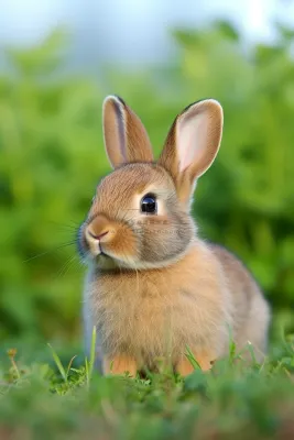 棕色兔子在草丛觅食细节摄影图 棕色兔子在草丛觅食细节摄影图
