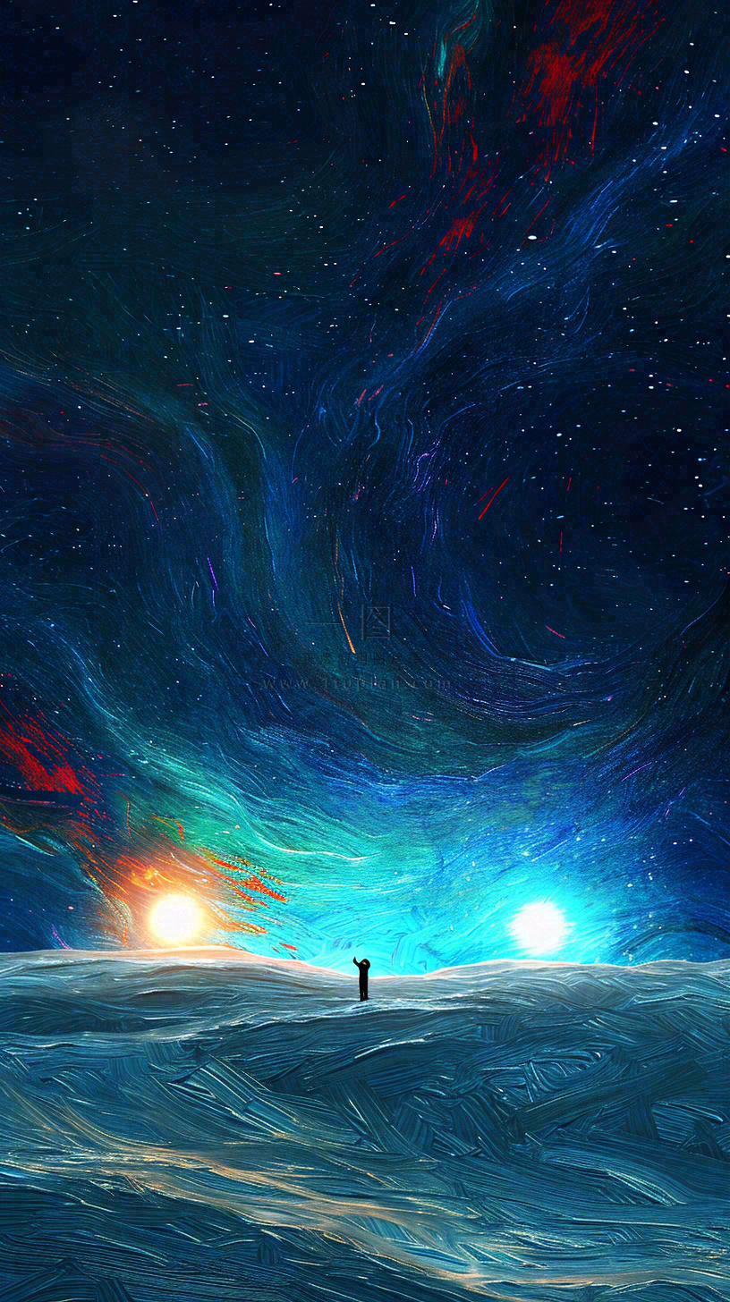夜晚天蓝色天空科幻绚丽星空