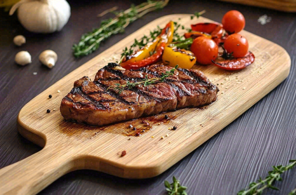 美味的煎牛排牛肉番茄土豆西餐美食摄影图