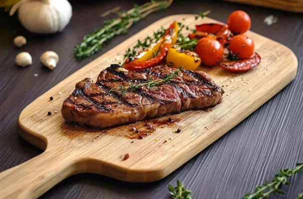 美味的煎牛排牛肉番茄土豆西餐美食摄影图