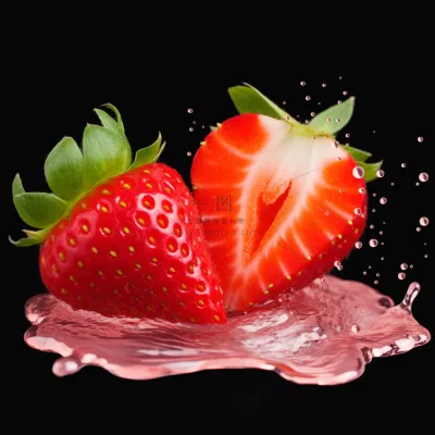 新鲜草莓水飞溅开水果摄影图