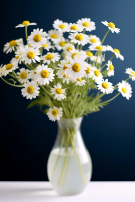 小雏菊白花玻璃花瓶家居摄影图