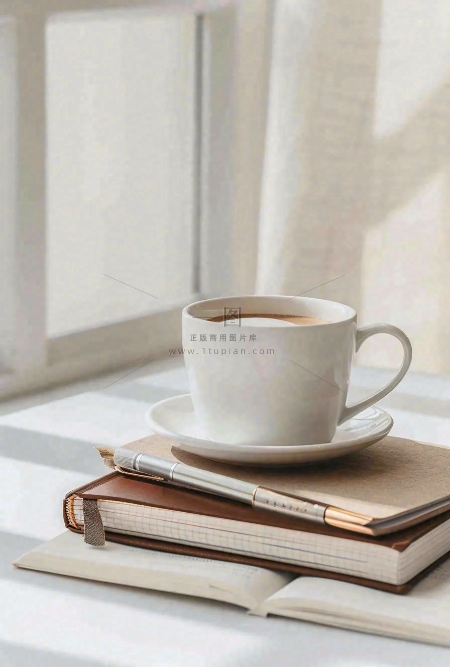 书本课本上的咖啡饮料教师节唯美摄影图