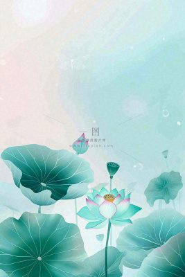 夏天小清新荷花荷叶静雅弥散风绿粉色蜻蜓立夏夏至处暑插画背景 夏天小清新荷花荷叶静雅弥散风绿粉色蜻蜓立夏夏至处暑插画背景