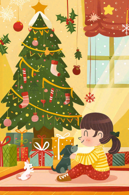 圣诞节卡通插画背景