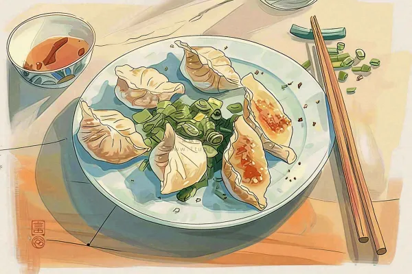 饺子中国传统美食冬至插画背景 饺子中国传统美食冬至插画背景