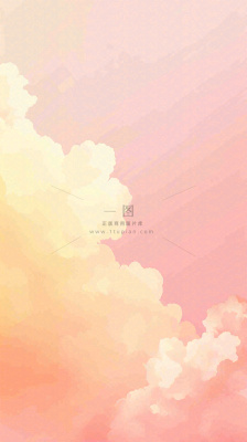 粉黄色渐变温暖云层白云可爱插画手绘