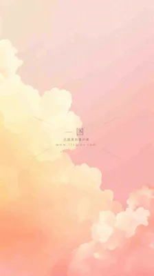 粉黄色渐变温暖云层白云可爱插画手绘