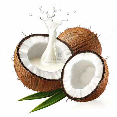 椰子汁飞溅新鲜果汁摄影图