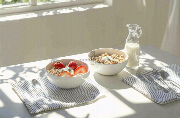 营养美味早餐面包吐司牛奶摄影图