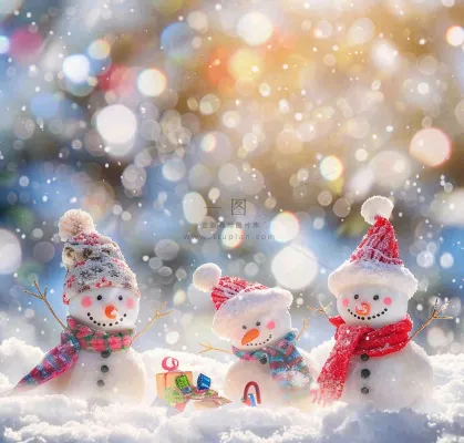 冬天雪地堆雪人唯美光圈温馨雪花飘零立冬冬至小雪大雪圣诞摄影图 冬天雪地堆雪人唯美光圈温馨雪花飘零立冬冬至小雪大雪圣诞摄影图