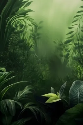 简约树叶丛林小草绿色简约背景