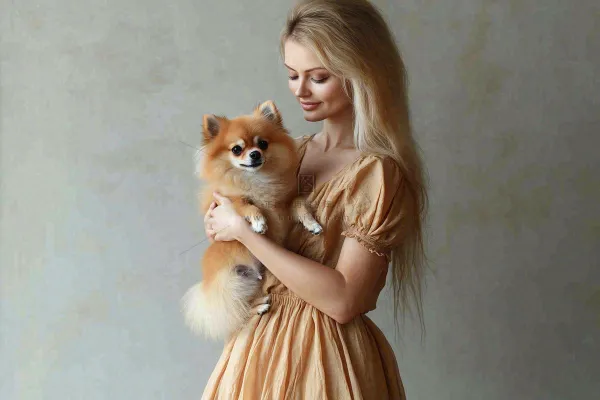 博美小狗美女抱着小狗萌宠宠物摄影图 博美小狗美女抱着小狗萌宠宠物摄影图