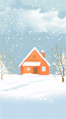 冬天白雪覆盖寒冷唯美雪景大寒插画背景