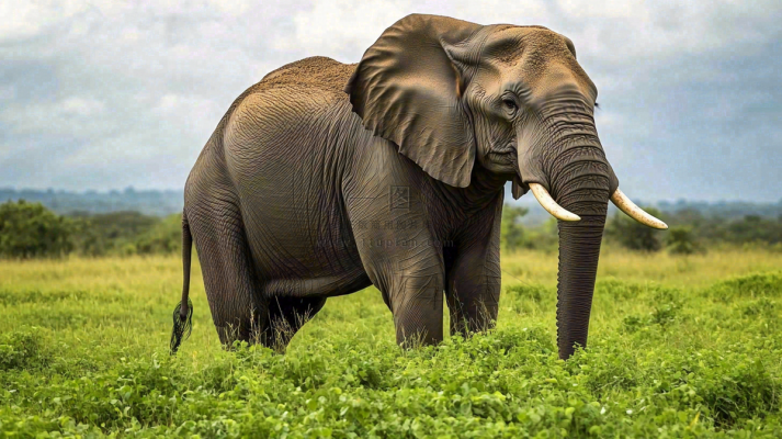 非洲大草原大象象群野生动物保护动物摄影图