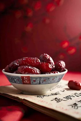 红枣干果红色国风喜庆小年除夕夜摄影图