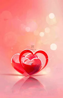 红色爱心粉色光圈立体插画情人节七夕背景 红色爱心粉色光圈立体插画情人节七夕背景