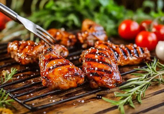 烤鸡鸡翅鸡腿美味美食摄影图