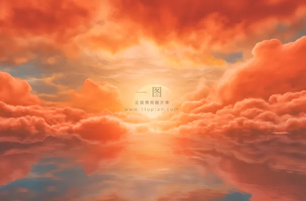 夕阳西下多云的天空洋溢着青春活力的风插画背景