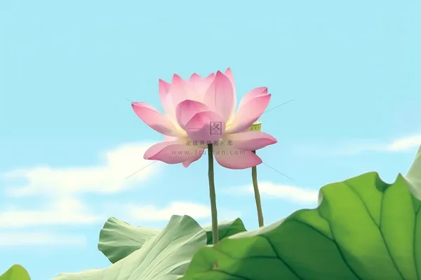 清新阳光荷花荷叶天空白云背景