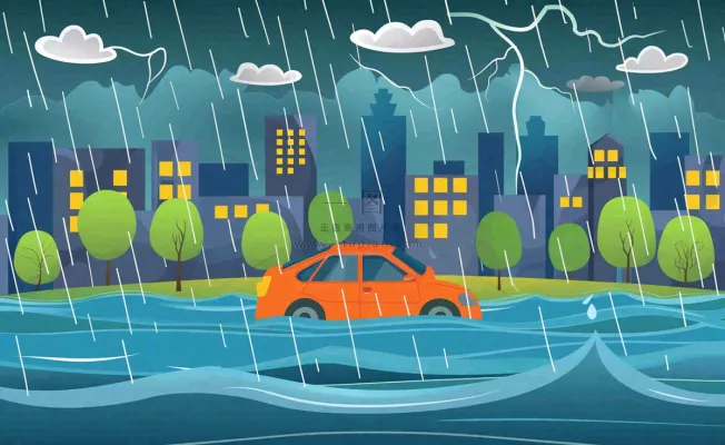 暴雨天气预警自然灾害卡通插画背景