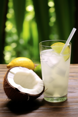 夏日椰汁椰子果汁摄影图